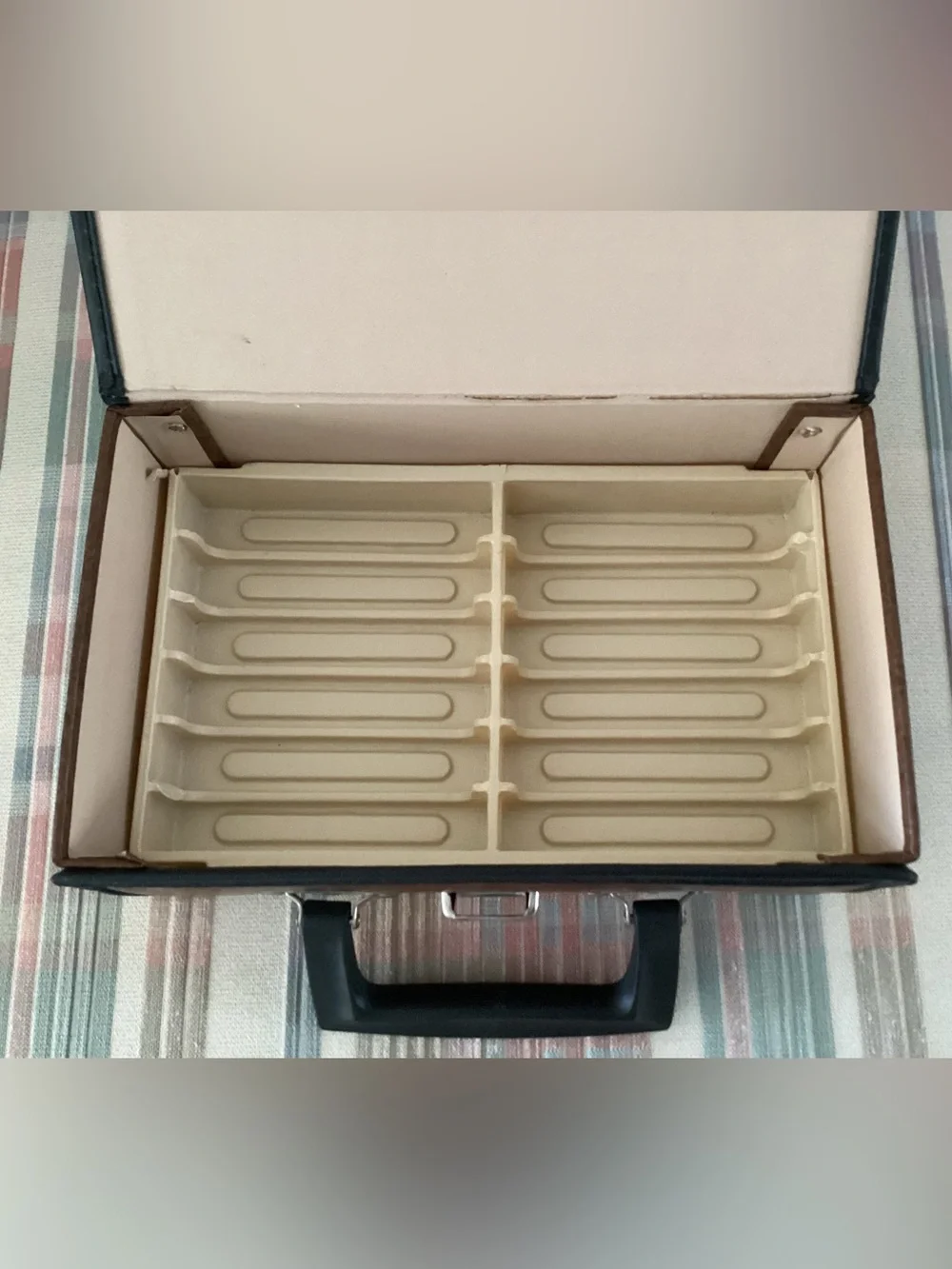 Vintage 12 Cassette Tape Holder Carrying Case Storage Brown - IEC